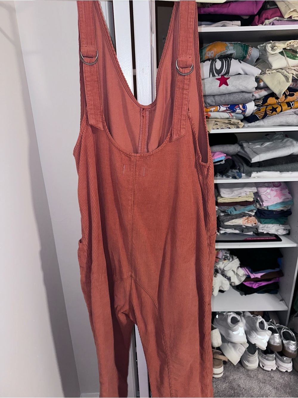 We The Free Corduroy Wide-Leg Jumpsuit in Rust Orange - Picture 3 of 9